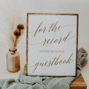 Póster Caligrafía Dorada Elegante para el Signo de Regist