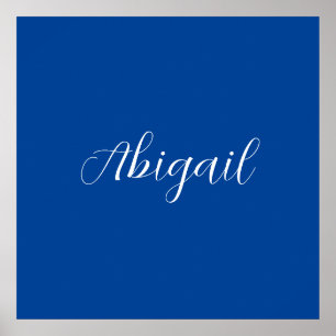 Póster Caligrafía Elegante Azul Blanco Llano Nombre Simpl
