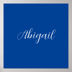 Póster Caligrafía Elegante Blue White Plain Nombre simple