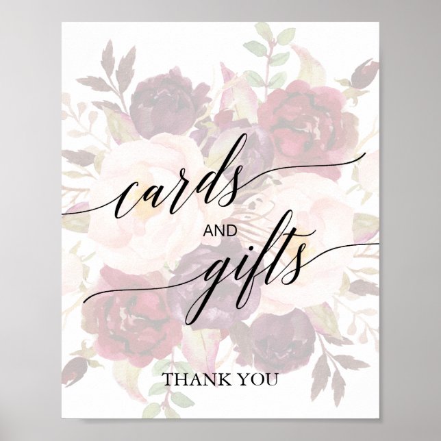 Póster Caligrafía Elegante | Tarjetas y Regalos Florales  (Frente)