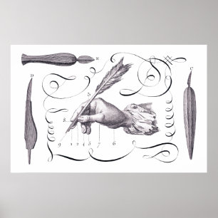 Póster Caligrafía, escritura - Bonito grabado del siglo X