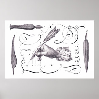 Póster Caligrafía, escritura - Bonito grabado del siglo X