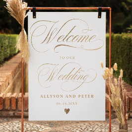 Póster Caligrafía fotográfica chic bienvenida de boda dor