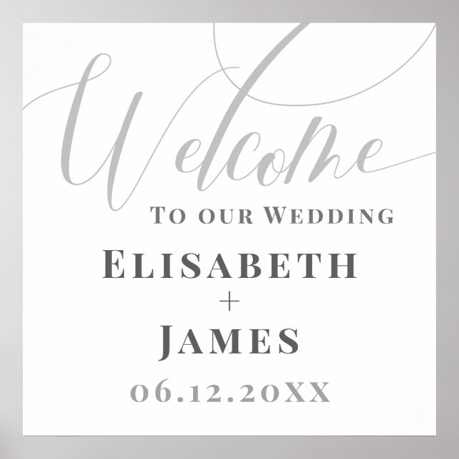 Póster Caligrafía minimalista Boda de bienvenida moderno (Frente)