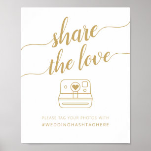 Póster Caligrafía moderna Comparte el amor Hashtag