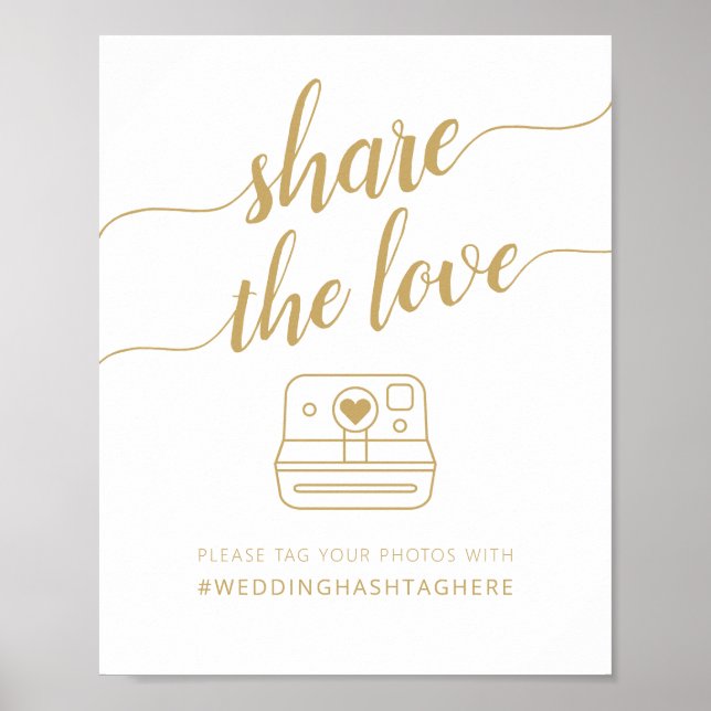 Póster Caligrafía moderna Comparte el amor Hashtag (Frente)