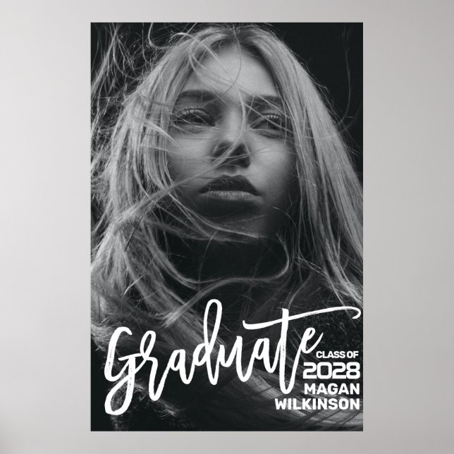 Póster Caligrafía moderna Graduación de foto completa mín (Frente)