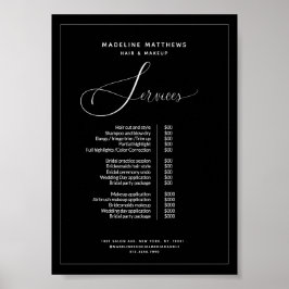 Póster Caligrafía moderna Lista de precios de venta en bl