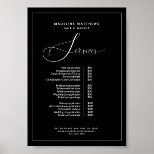 Póster Caligrafía moderna Lista de precios de venta en bl