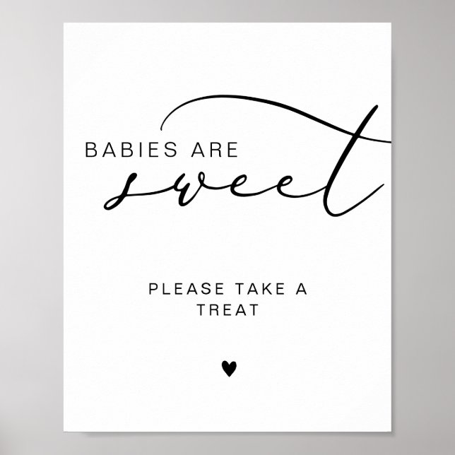 Póster Caligrafía moderna Los bebés son Baby Shower dulce (Frente)