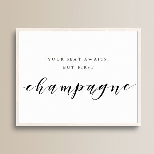 Póster Caligrafía moderna pero primer Boda de champán