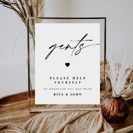 Póster Caligrafía moderna Rótulo Boda de baño Gents