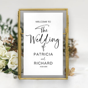 Póster Caligrafía moderna simple de bienvenida a la boda