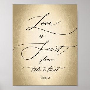 Póster Caligrafía Script El amor de oro es el Rótulo Boda