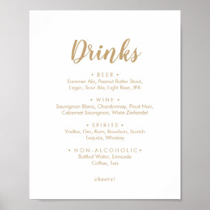 Póster Caligrafía Simple   Letrero de Menú de Bebidas de 
