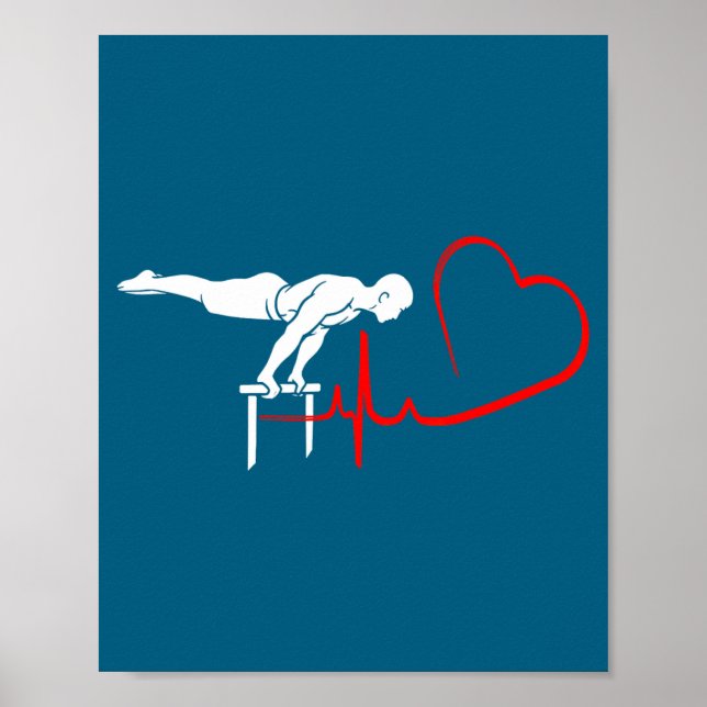 Póster Calisthenics Planche Heartbeat Gymnast Fitness Hum (Frente)