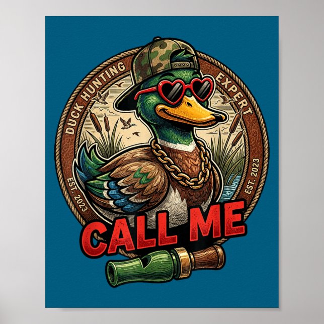 Póster Call Me Duck Hunting Retro Valentine's Day Men Wom (Frente)