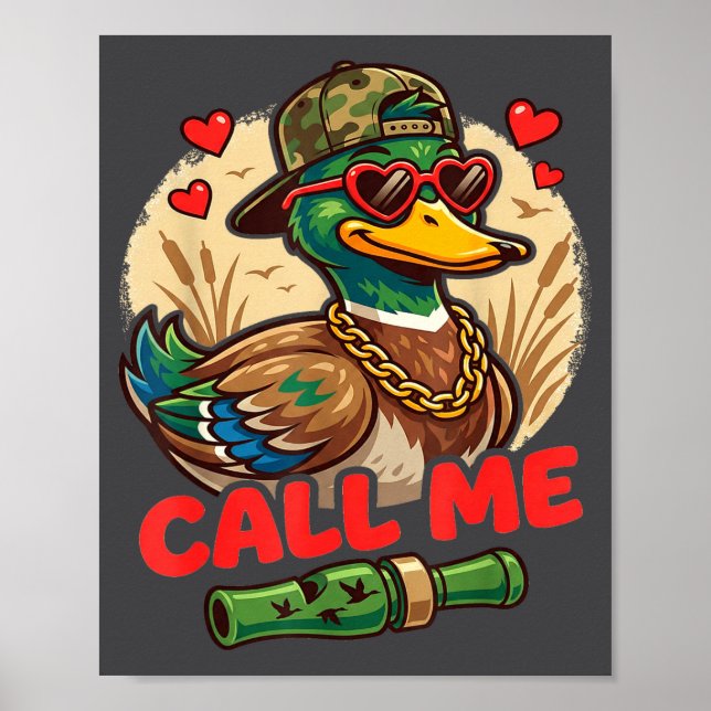 Póster Call Me Duck Hunting Retro Valentine's Day Men Wom (Frente)