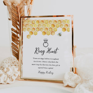 Póster CALLA Bee Ring Hunt Bridal Shower Game Rótulo