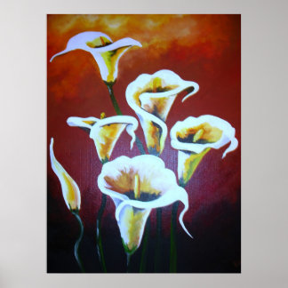 Póster Calla Blanca Lilies Flores De Corte Artísticas En 