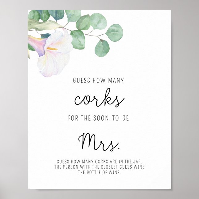 Póster Calla - Ducha nupcial adivina cuántos corchos (Frente)