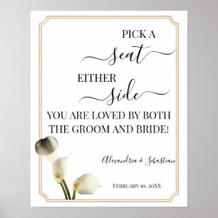 Póster Calla Lily Escoge Un Asiento En Cada Rótulo Boda L