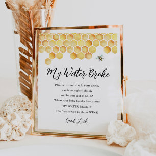 Póster CALLA My Water Broke Baby Shower Game Rótulo