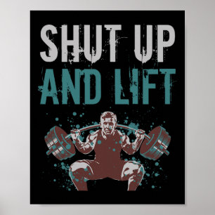Póster Cállate Y Levanta Motivación Gym Cita Fitness Gy