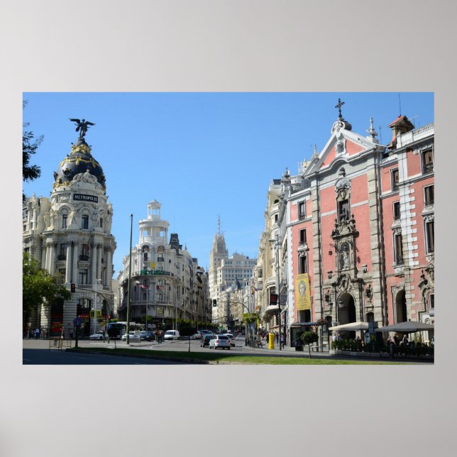 Póster Calle Alcala y Gran Vía, Poster de Madrid (Frente)
