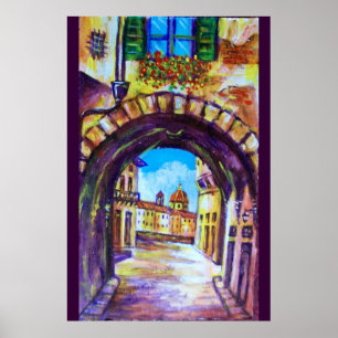 PÓSTER CALLE ANTIGUA DE FLORENCIA VISTA IGLESIA CESTELLO