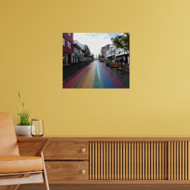 Póster Calle Arcoíris en Reikiavik Islandia