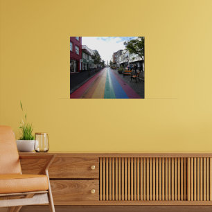 Póster Calle Arcoíris en Reikiavik Islandia