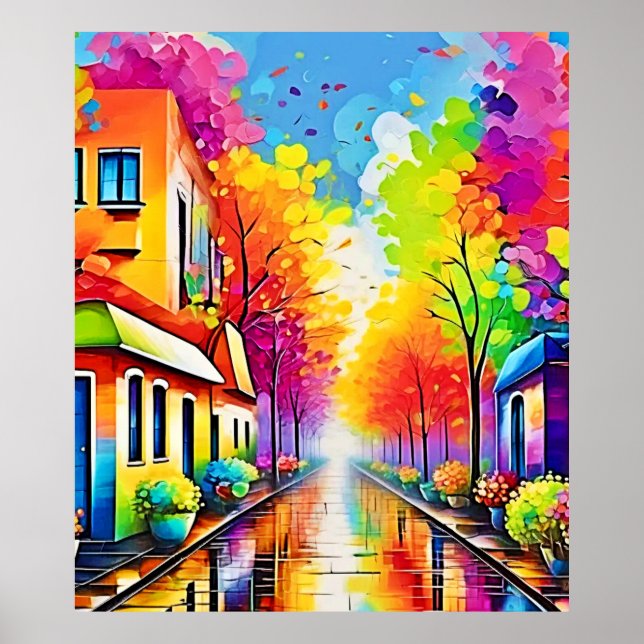 Póster Calle Arcoíris: Pueblo Vívido (Frente)