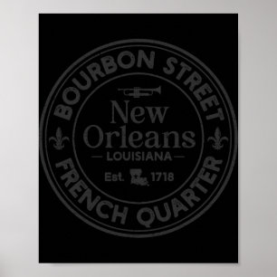 Póster Calle Bourbon Barrio Francés Est 1718 Nueva Orlean