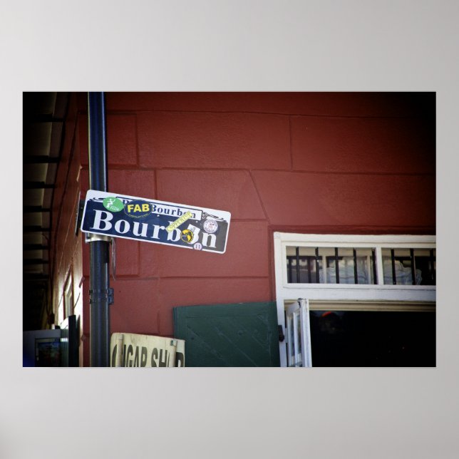 Póster Calle Bourbon, Rótulo callejero, Nueva Orleans (Frente)
