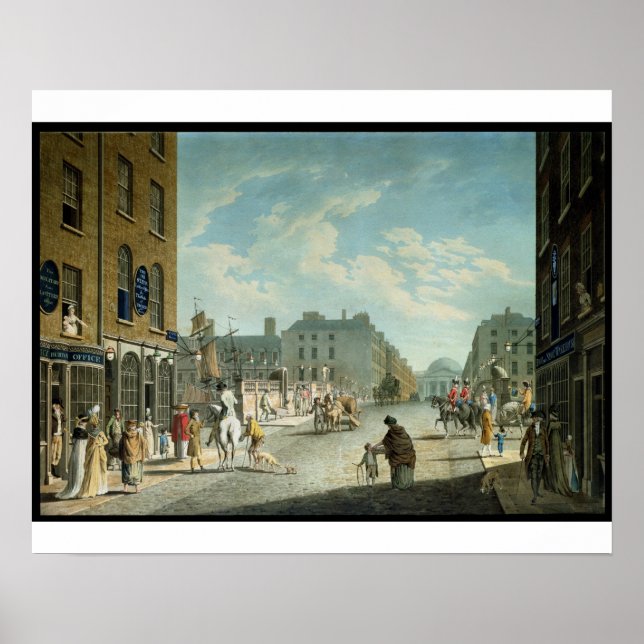 Póster Calle Capel con el Royal Exchange, Dublín, 1800 (Frente)