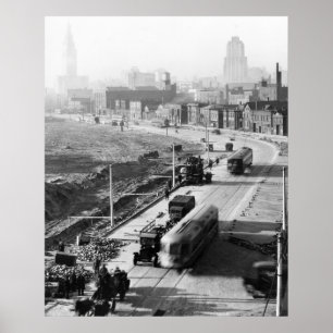 Póster Calle Cars, 1927 de Shaker Heights