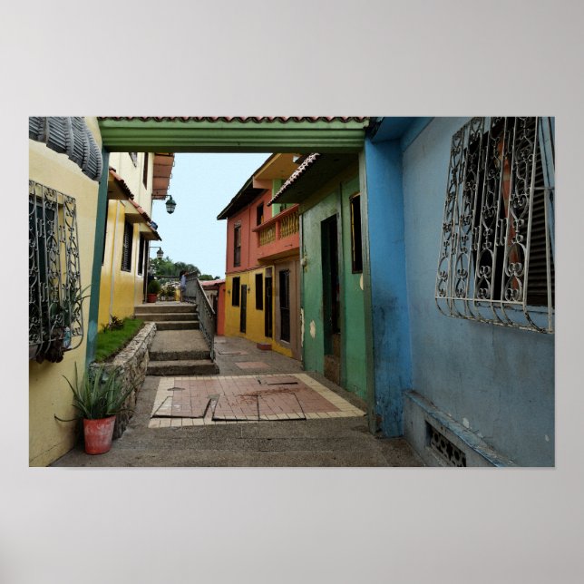 Póster Calle Colorida de Guayaquil (Frente)