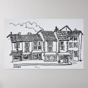 Póster Calle comercial Gordes, sur de Francia