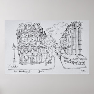 Póster Calle comercial Rue Montorgueil, París, Francia