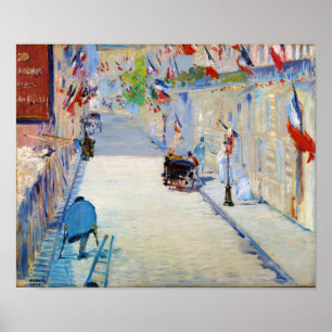 Póster Calle con banderas francesas, Manet