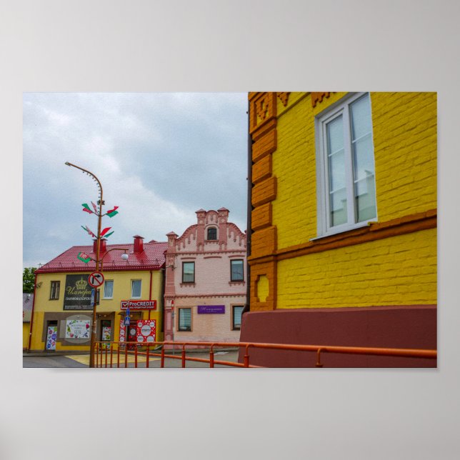 Póster Calle de arquitectura urbana Slonim Belarus (Frente)