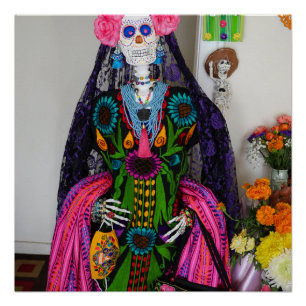 Póster Calle de azúcar de la Catrina mexicana para el Día