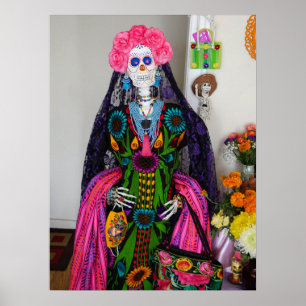 Póster Calle de azúcar de la Catrina mexicana para el Día