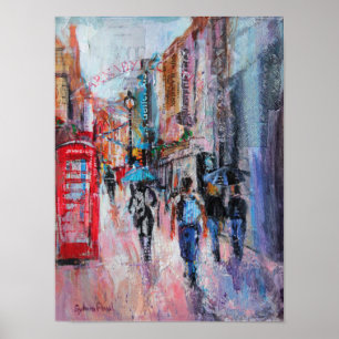 Póster Calle de Carnaby del día lluvioso