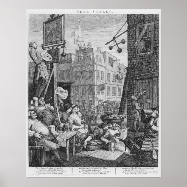Póster Calle de Cervezas, 1751 (Frente)