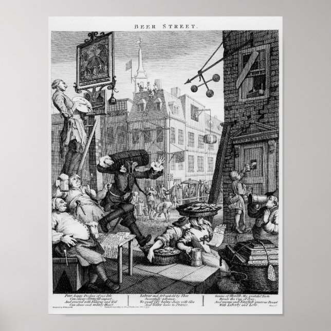 Póster Calle de Cervezas, 1751 (Frente)
