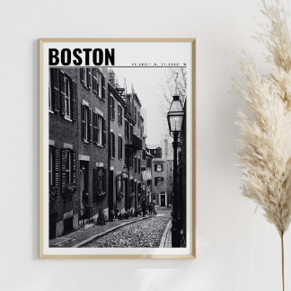 Póster Calle de fotografías en blanco y negro de Boston