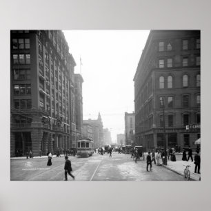 Póster Calle de Griswold, Detroit: 1906