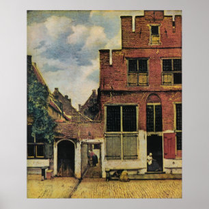 Póster Calle de Johannes Vermeer en Delft (alrededor de 1
